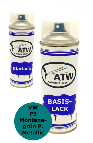 Autolack für VW P3 Montanagrün P. Metallic+400ml Klarlack Set